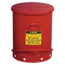 Justrite Oily Waste Can,21 Gal.,Steel,Red 09700