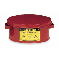 Justrite Bench Can,1 Gal.,Galvanized Steel,Red 10375