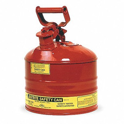 Justrite Type I Safety Can,2.5 gal,Red,11-1/2In H 7125100