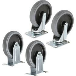 Global Industrial Replacement 5"" Rubber Casters For Plastic Service Carts 2 Swi