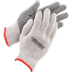 Global Industrial PVC Dot Knit Gloves Single-Sided Black Small 12 Pairs