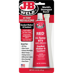 J-B Weld 3 Oz. Red Hi-Temp RTV Silicone Gasket & Sealant 31314