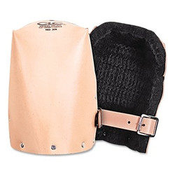 Heavy-Duty Leather Knee Pads, Leather Straps with Buckles, Tan/Black Felt
