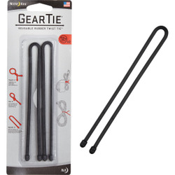 Gear Tie 12 In. Reusable Rubber Twist Tie - Black (2-Pack) GT12-01-2R3