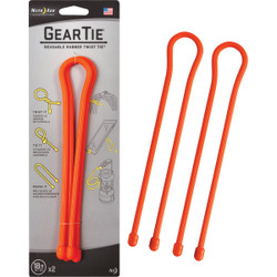 Gear Tie 18 In. Reusable Rubber Twist Tie - Bright Orange (2-Pack) GT18-31-2R3