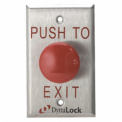 Dynalock Push to Exit Button,SS,Red 6290 LED