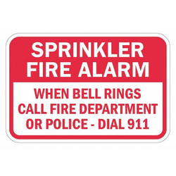 Lyle Rflctv Fire Alarm Sprinkler Sign,12x18in T1-1846-EG_18x12