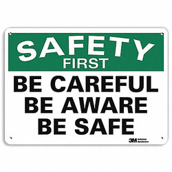 Lyle Safety First Sign,10 inx14 in,Aluminum  U7-1166-NA_14x10