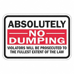 Lyle Reflective No Dumping Sign,12x18in,Alum  T1-1674-EG_18x12