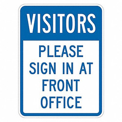 Lyle Rflctv Visitors Sign,18x12in,Alum T1-6122-DG_12x18