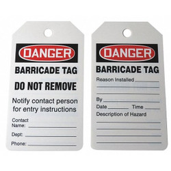 Manufacturer Varies Danger Tag,5 3/4in H,3 1/4in W,PVC,PK25 43Z341