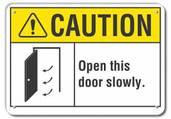 Lyle Door Instructn Caution Sign,10x14in,Alum  LCU3-0087-RA_14x10