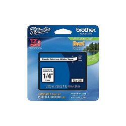 Brother Label Tape Cartridge,26 ft.4"L,1/4" W TZE211G