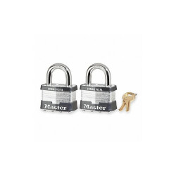 Master Lock Keyed Padlock, 15/16",Rectangle,Slvr,PK2 5TCOM