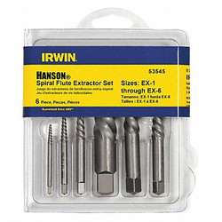 Irwin Screw Extractor Set,HCS,Clamshell,PK6 53545
