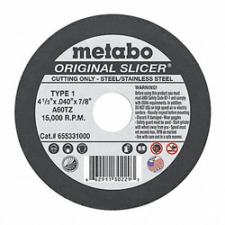 Metabo CutOff Wheel,A60TZ,4-1/2"x.040"x7/8" 655331000