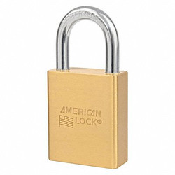 American Lock Keyed Padlock, 15/16 in,Rectangle,Gold  A3650D045KD