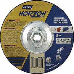 Norton Abrasives Depressed Ctr. Wheel,T27,7in,5/8in-11 66252917881
