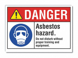 Lyle Asbestos Danger Label,3.5x5in,Polyester  LCU4-0101-ND_5X3.5
