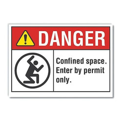 Lyle Confined Space Danger Rflctv Label,5x7in  LCU4-0168-RD_7X5