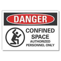 Lyle Confined Space Danger Lbl,7x10in,Polyest LCU4-0267-ND_10X7