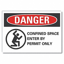 Lyle Confined Space Danger Rflctv Lbl,10x14in LCU4-0268-RD_14X10