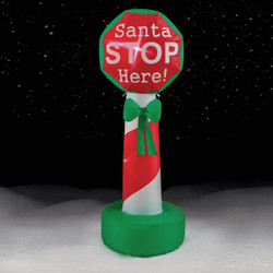 Brite Star 4 Ft. Santa Stop Here Sign Airblown Inflatable 49-110-67
