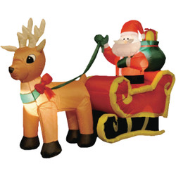 Brite Star 6 Ft. Santa in 1-Reindeer Sleigh Airblown Inflatable 49-030-67