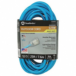 Southwire Extension Cord,12 AWG,125VAC,25 ft. L 2577SW000H