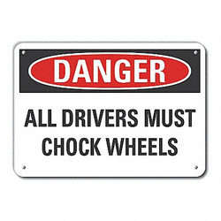 Lyle Chock Wheels Danger Sign,10inx14in,Alum LCU4-0501-NA_14X10