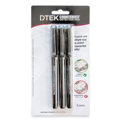 CONTROLTEK® Dtek Counterfeit Detector Pens, U.s. Currency, 3/pack 560191