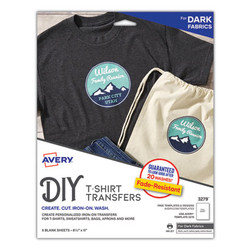 Avery® Fabric Transfers, 8.5 X 11, White, 5/pack 03279
