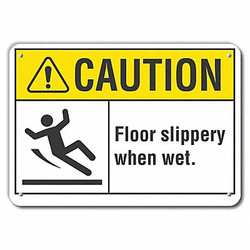 Lyle Rflctv Slippery Floor Caut Sign,10x14in  LCU3-0096-RA_14x10