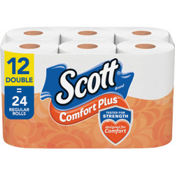 Scott Comfort Plus Extra Soft Toilet Paper (12 Double Rolls) 47618 Pack of 4