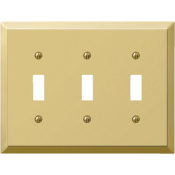 Amerelle 3-Gang Stamped Steel Toggle Switch Wall Plate, Polished Brass 163TTTBR