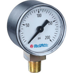 Global Industrial 2-1/2"" Pressure Gauge 30 INHG/30 PSI 1/4"" NPT LM Plastic