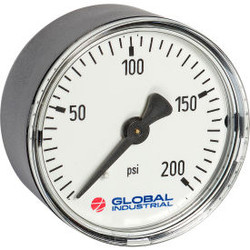 Global Industrial 2"" Pressure Gauge 200 PSI/KPA 1/4"" NPT CBM Plastic