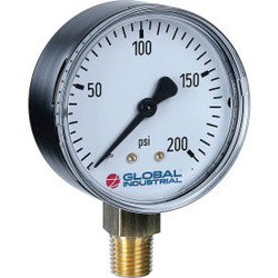 Global Industrial 2"" Pressure Gauge 100 PSI 1/4"" NPT LM Steel