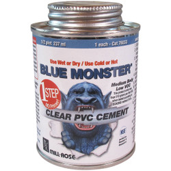 BLUE MONSTER 4 Oz. Weatherproof 1-Step Clear PVC Cement 76031