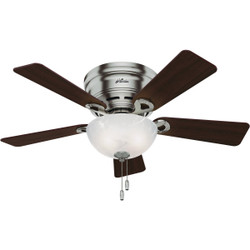 Hunter Haskell 42 In. Brushed Nickel Low Profile Ceiling Fan with LED Light Kit