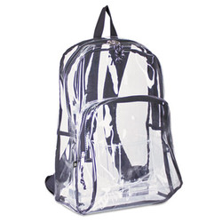 Eastsport® Backpack, PVC, 12.5 x 5.5 x 17.5, Clear/Black 193971BJBLK