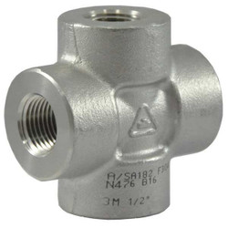 Sim Supply Cross, 304 SS, 1/4 in Pipe Size, FNPT  1LVJ5