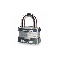 Master Lock Keyed Padlock, 3/4 in,Rectangle,Silver 1DCOM