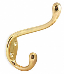 Sim Supply Double Point Hook,2 Ends,Brass  1XNF9