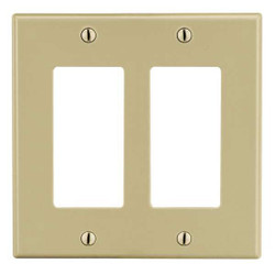 Hubbell Wiring Device-Kellems Rocker Wll Plt,Stnd;Ivory,2Gng,Smth Stn P262I