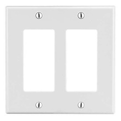 Hubbell Rocker Wall Plate,Mid;Wht,2Gng,Smth Stn PJ262W