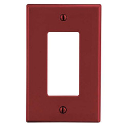 Hubbell Rocker Wall Plate,Stnd;Red,1Gng,Smth Stn P26R