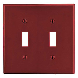 Hubbell Wiring Device-Kellems Tgl Swch Wll Plt,Stnd;Red,2Gng,Smth Stn P2R