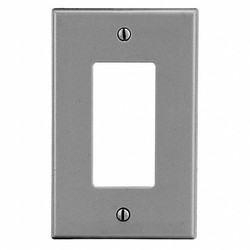Hubbell Rocker Wall Plate,Mid;Gray,1Gng,Smth Stn PJ26GY