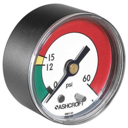 Ashcroft Pressure Gauge,0 to 60 psi,2In,1/8In NPT 20W1005PH01B 60 PSI